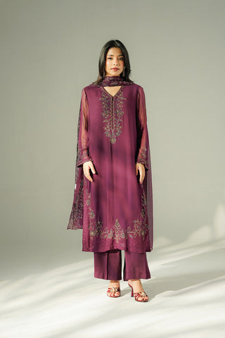 3 Piece Chiffon Embroidered Suit (FL0216)