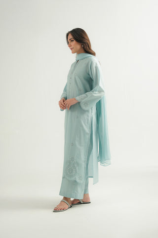 3 Piece Cotton Rip Stop Embroidered Suit (CP0483)