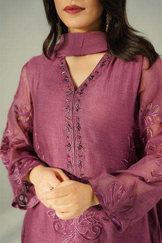 3 Piece Khadi Net Embroidered (FL0210)