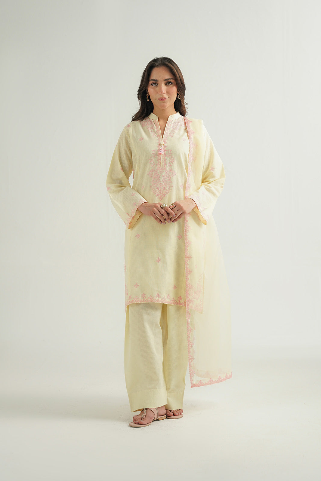 3 Piece Cotton Rip Stop Embroidered Suit (CP0464)