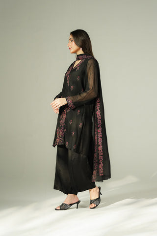 3 Piece Khadi Net Embroidered Suit (FL0205)