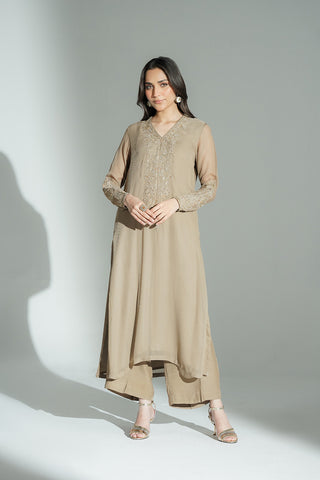 2 Piece Chiffon Embroidered Suit (FL0128)