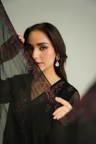 3 Piece Khadi Net Embroidered Suit (FL0205)
