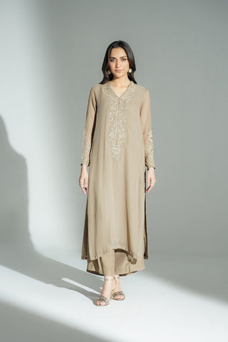 2 Piece Chiffon Embroidered Suit (FL0128)