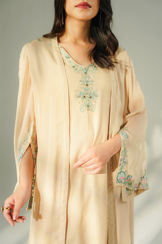 2 Piece Chiffon Embroidered Suit (FL0217)