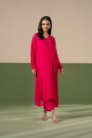 2 Piece Chiffon Embroidered Suit (FL0236)