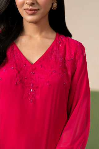 2 Piece Chiffon Embroidered Suit (FL0236)