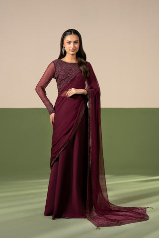 2 Piece Chiffon Embroidered Suit (FW0033)