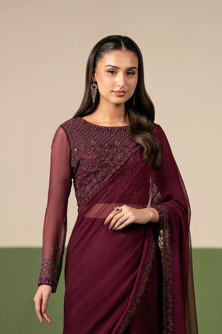 2 Piece Chiffon Embroidered Suit (FW0033)