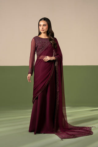 2 Piece Chiffon Embroidered Suit (FW0033)