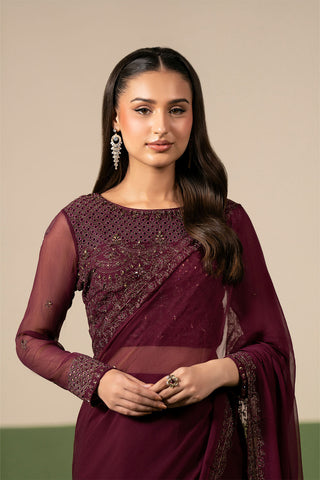 2 Piece Chiffon Embroidered Suit (FW0033)