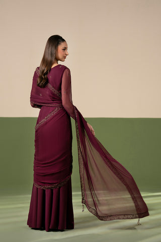 2 Piece Chiffon Embroidered Suit (FW0033)