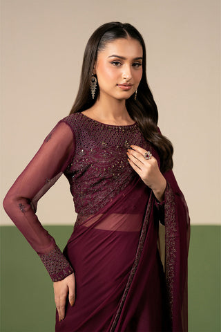 2 Piece Chiffon Embroidered Suit (FW0033)