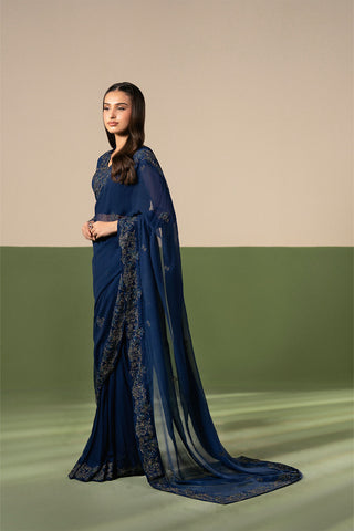 3 Piece Chiffon Embroidered Saree/Blouse/Petticoat (FW0029)