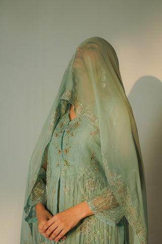2 Piece Synthetic Organza Embroidered Suit (FW0027)
