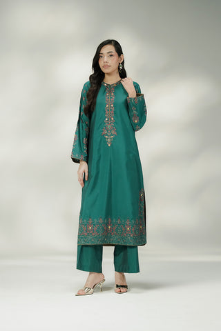 2 Piece Cotton Silk Embroidered Suit (FL0237)