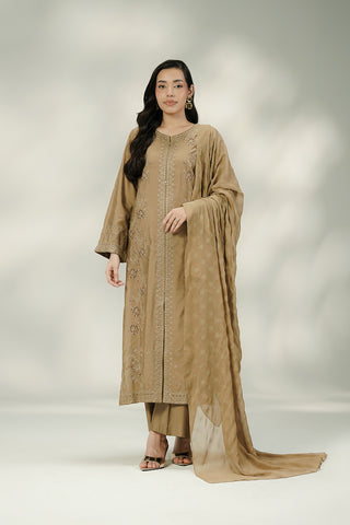 3 Piece Cotton Silk Embroidered Suit (FL0238)