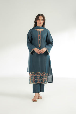 3 Piece Masoori Stripe Lawn Embroidered Suit (CS0556)