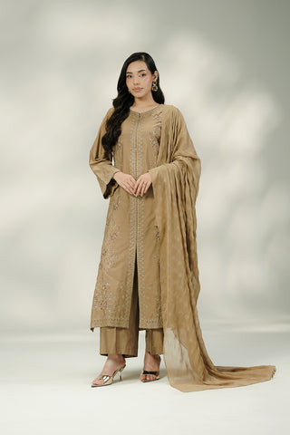 3 Piece Cotton Silk Embroidered Suit (FL0238)