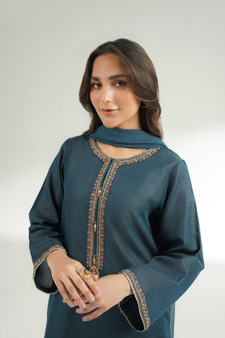 3 Piece Masoori Stripe Lawn Embroidered Suit (CS0556)