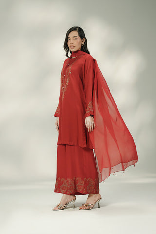 3 Piece Raw Silk Embroidered Suit (FS0209)