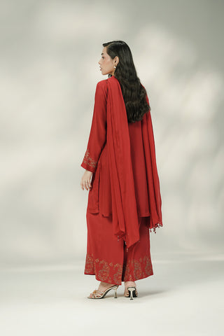 3 Piece Raw Silk Embroidered Suit (FS0209)