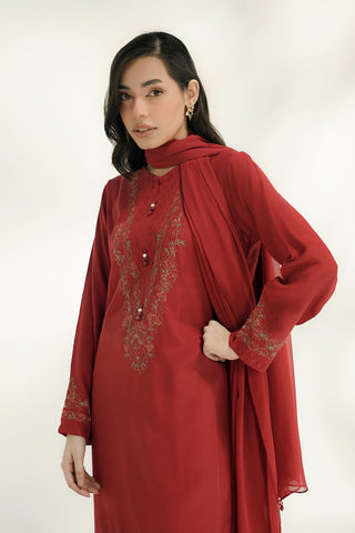 3 Piece Raw Silk Embroidered Suit (FS0209)