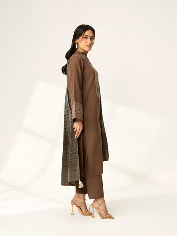 3 Piece Slub Khaddar Embroidered Suit (BA0129)