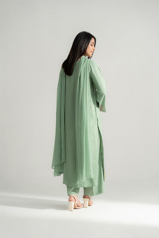 3 Piece Raw Silk Embroidered Suit (FL0158)