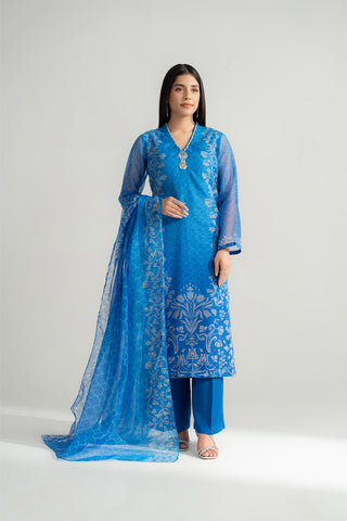 3 Piece Rajo Net Printed Embroidered Suit (FS0152)