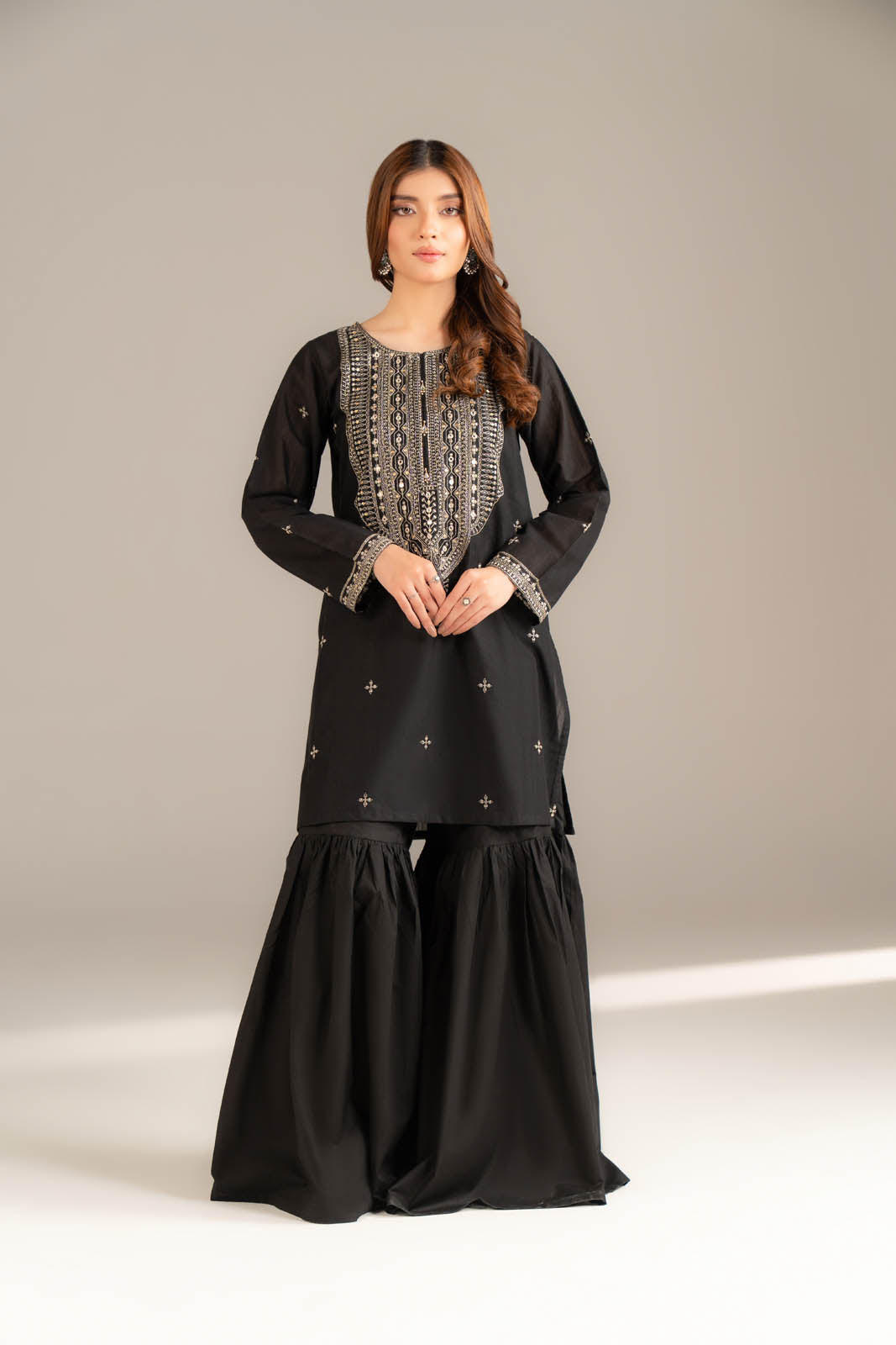 2 Piece Strip Cotton Embroidered Suit (CS0501)