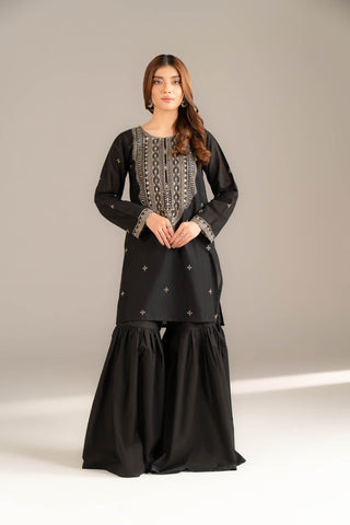 2 Piece Strip Cotton Embroidered Suit (CS0501)