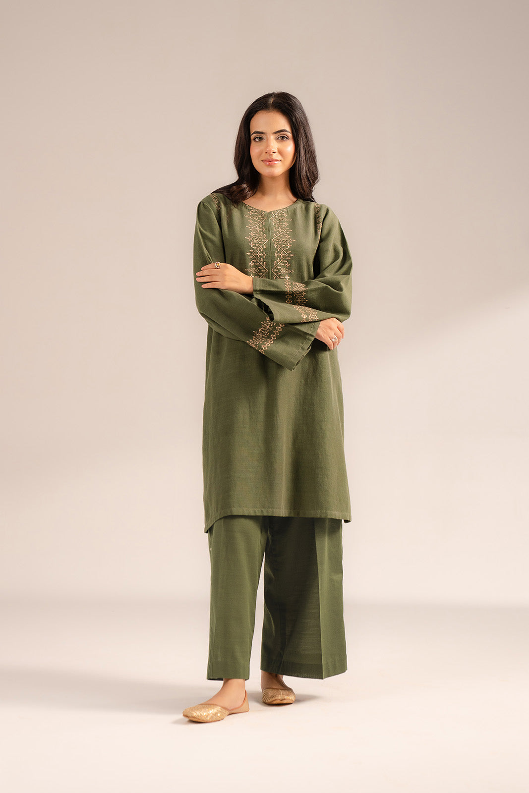 2 Piece Slub Khaddar Embroidered Suit (CP0288)