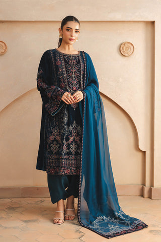 3 Piece Velvet Embroidered Unstitched Suit (AU0002)