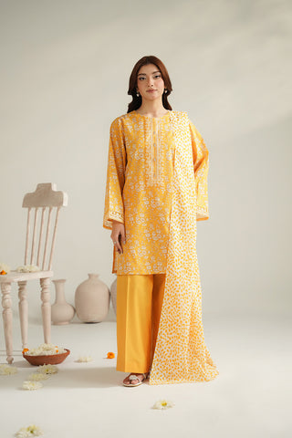 3 Piece Printed Lawn Printed Unstitched Suit (UC0130)