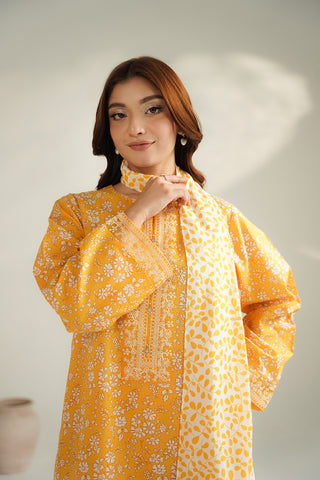 3 Piece Printed Lawn Printed Unstitched Suit (UC0130)
