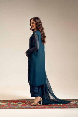 3 Piece Chiffon Embroidered Suit (FL0112)