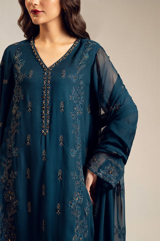 3 Piece Chiffon Embroidered Suit (FL0112)