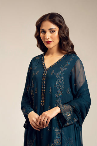 3 Piece Chiffon Embroidered Suit (FL0112)