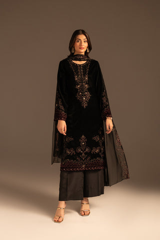3 Piece Velvet Embroidered Suit (FV0019)
