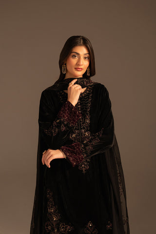 3 Piece Velvet Embroidered Suit (FV0019)