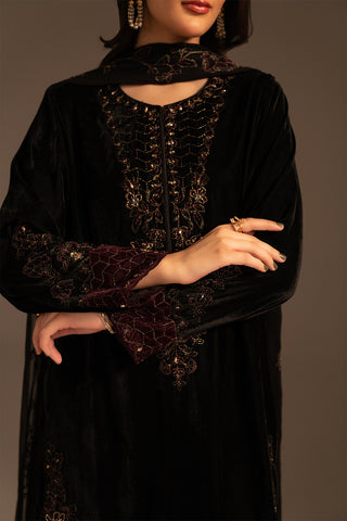 3 Piece Velvet Embroidered Suit (FV0019)