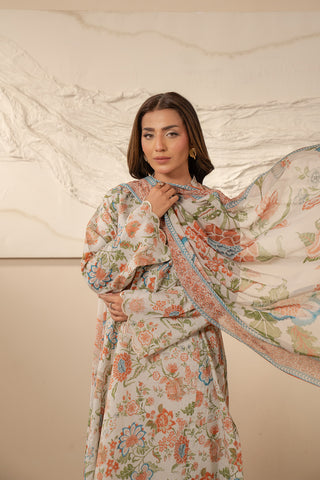 3 Piece Unstitched  Lawn Printed Suit (UC0041)