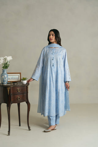 3 Piece Unstitched  Lawn Embroidered Suit (UC0042)