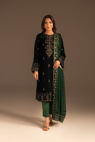3 Piece Velvet Embroidered Suit (UF0020)
