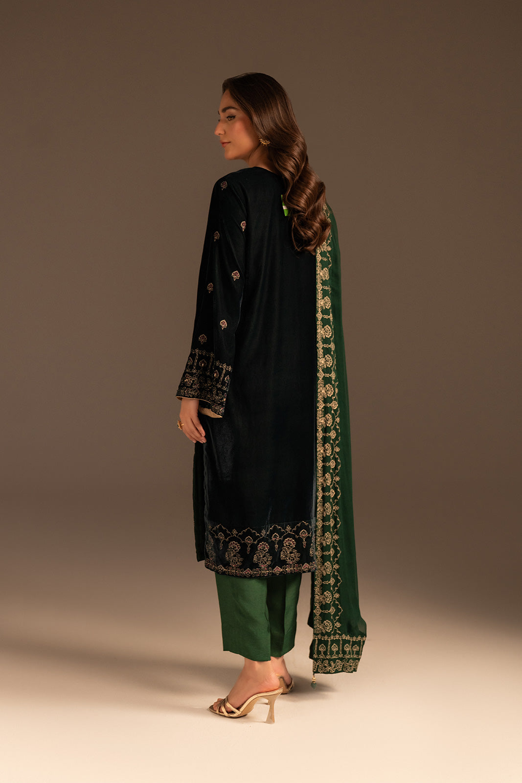 3 Piece Velvet Embroidered Suit (UF0020)