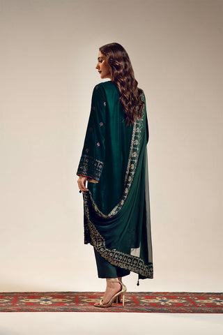 3 Piece Velvet Embroidered Suit (UF0020)