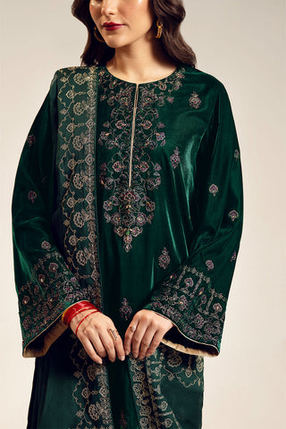 3 Piece Velvet Embroidered Suit (UF0020)