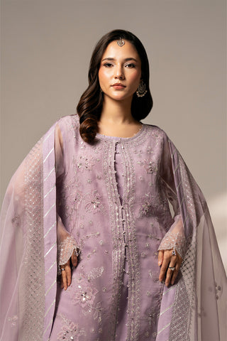 3 Piece Organza Embroidered Suit (FL0125)