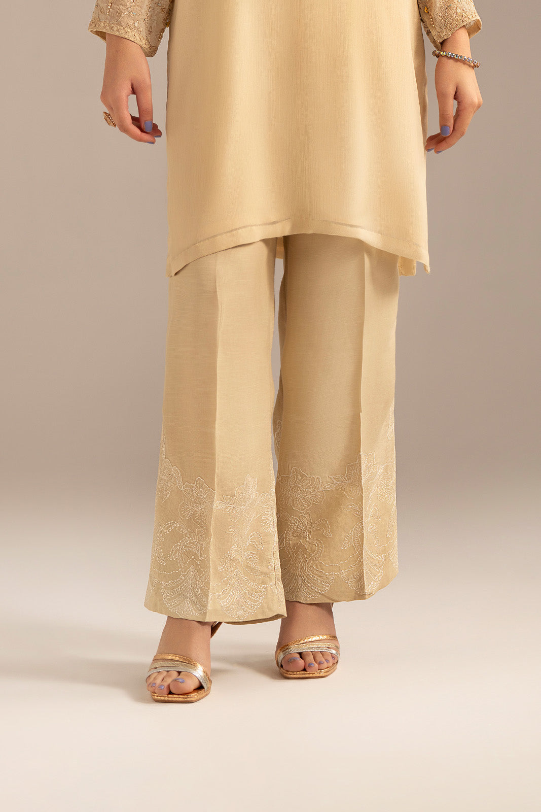 1 Piece Raw Silk Embroidered Bottom (FB0013)